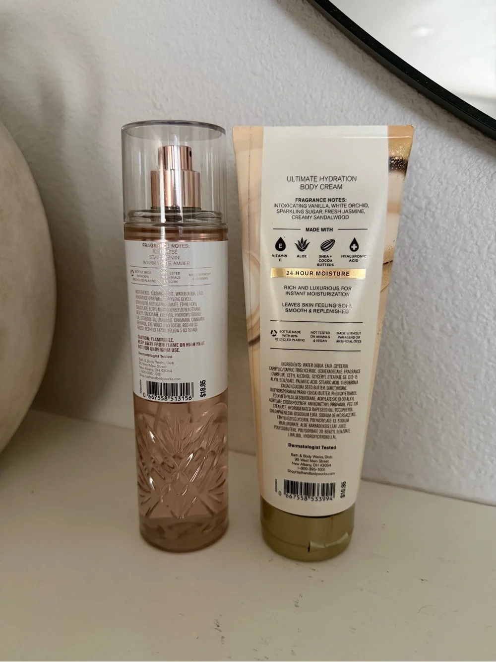 Bath & Body Works Pure Wonder Mist & Warm Vanilla Sugar Cream Set